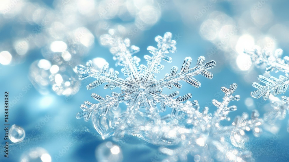 Beautiful Transparent Snowflake in Focus Beautiful Transparent Snowflake in Focus