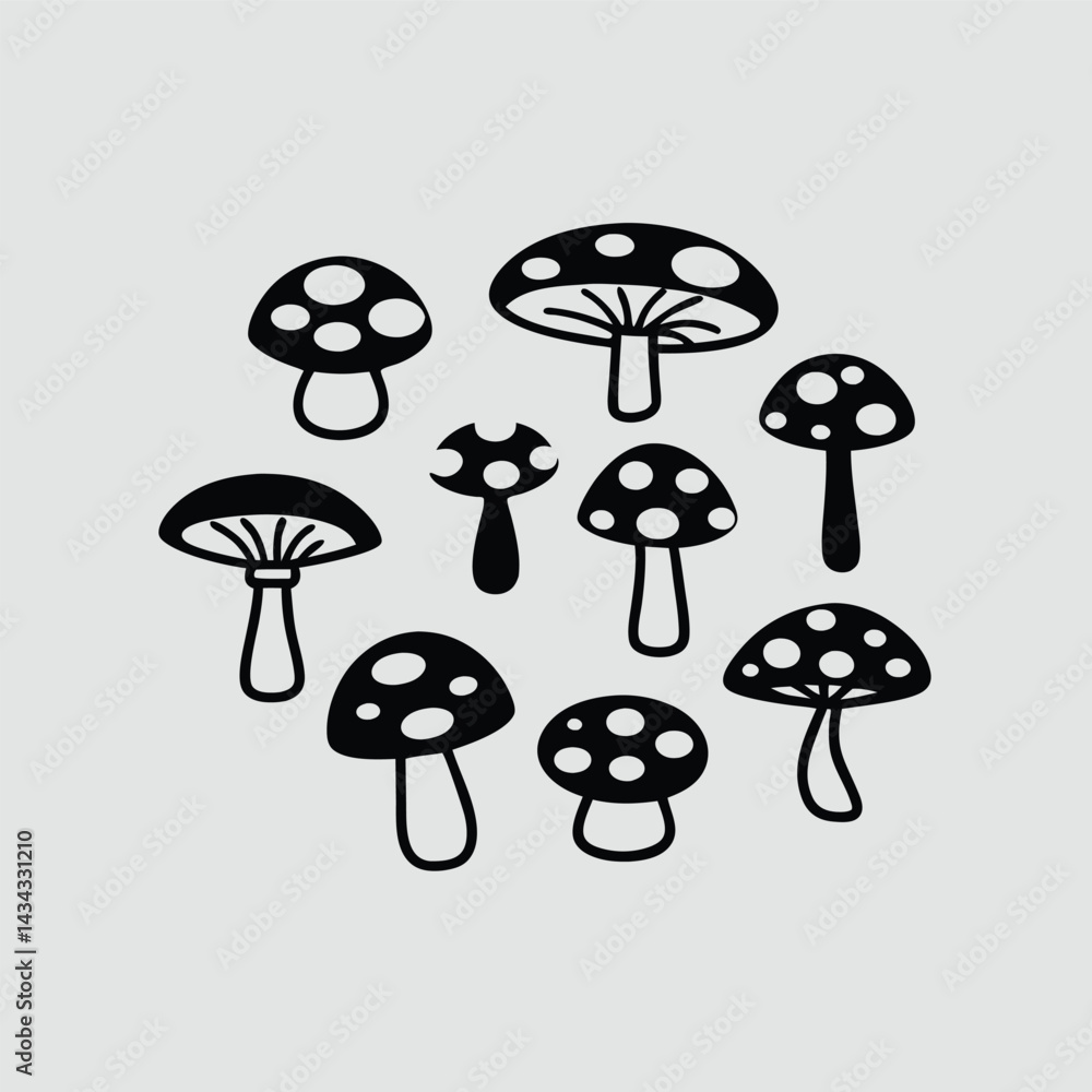 Collection of Cute Hand Drawn Mushrooms Collection of Cute Hand Drawn Mushrooms
