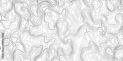 Generate a high-contrast black and white topographic map featuring detailed contour lines. The map should display various elevations using closely spaced, Topography and geography map grid abstract.