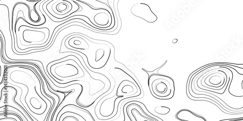 Generate a high-contrast black and white topographic map featuring detailed contour lines. The map should display various elevations using closely spaced, Topography and geography map grid abstract.