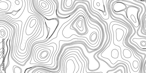 Generate a high-contrast black and white topographic map featuring detailed contour lines. The map should display various elevations using closely spaced, Topography and geography map grid abstract.