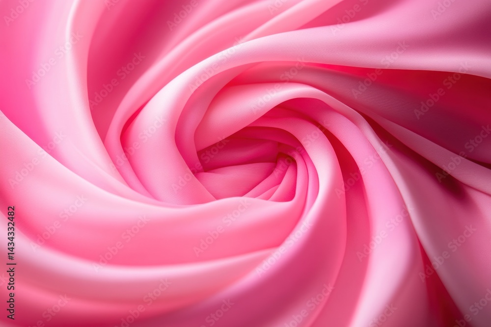 Obraz premium A close-up view of soft, swirling pink fabric, showcasing its smooth texture and elegant flow.