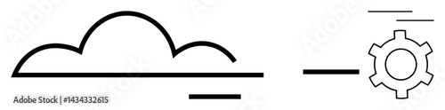 Cloud shape paired with gear icon to illustrate cloud computing integration, data workflow, and technology processes. Ideal for technology, innovation, automation, cloud services, data, engineering