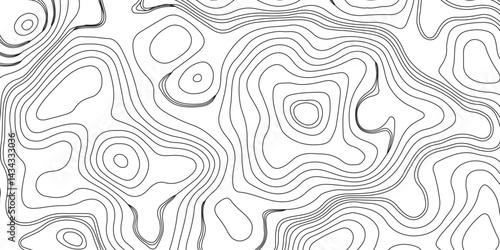 Generate a high-contrast black and white topographic map featuring detailed contour lines. The map should display various elevations using closely spaced, Topography and geography map grid abstract.