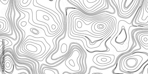 Generate a high-contrast black and white topographic map featuring detailed contour lines. The map should display various elevations using closely spaced, Topography and geography map grid abstract.