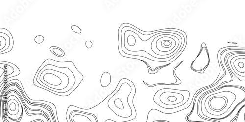 Generate a high-contrast black and white topographic map featuring detailed contour lines. The map should display various elevations using closely spaced, Topography and geography map grid abstract.