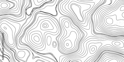 Generate a high-contrast black and white topographic map featuring detailed contour lines. The map should display various elevations using closely spaced, Topography and geography map grid abstract.