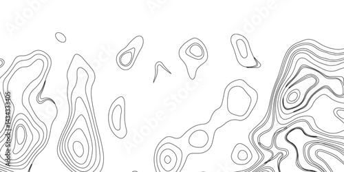 Generate a high-contrast black and white topographic map featuring detailed contour lines. The map should display various elevations using closely spaced, Topography and geography map grid abstract.