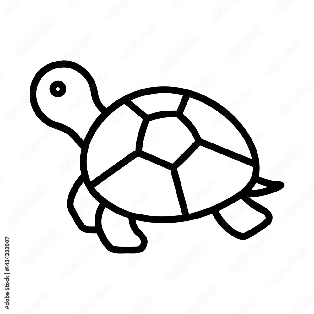 Obraz premium Vector drawing of a cute sea turtle outline for kids coloring book and educational resources design