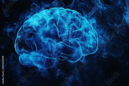 3D artwork combining media blue fiery smoke illusion on black backdrop