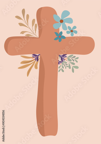 Easter Cross eps. Illustration of an easter lily over a golden cross, Easter and Christ s resurrection... eps available, vector