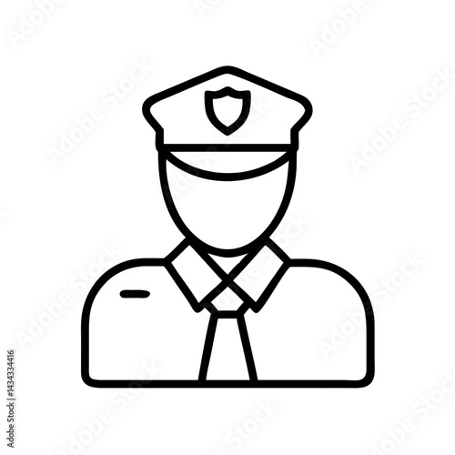 Police officer icon vector illustration of law enforcement agent in uniform outline style