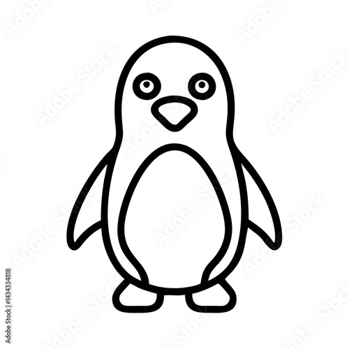Cute penguin outline vector illustration for coloring pages and graphic design projects use for kids