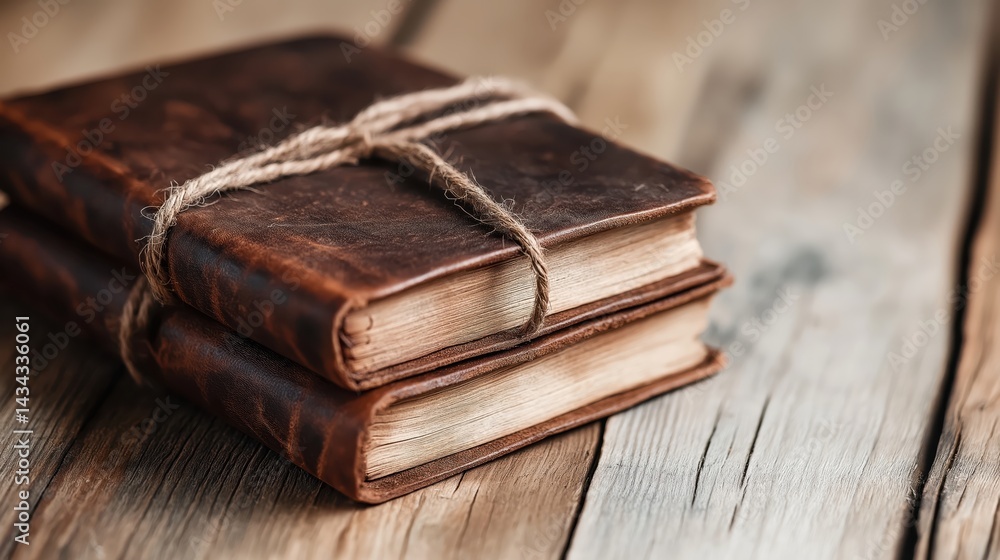 Antique leather spell book rests on wooden table evoking a mystical atmosphere in a quaint study