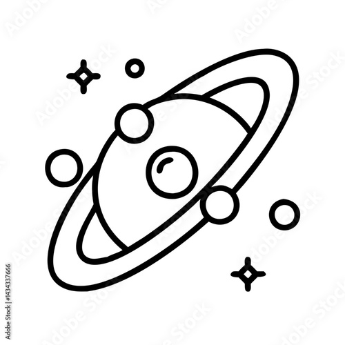 Planet with rings vector illustration, space exploration astronomy celestial body icon design, galaxy art