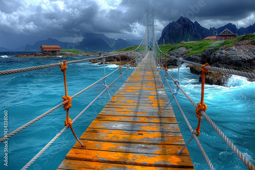 Wallpaper Mural A Large Steel Suspension Bridge That Extends Across a Vast River Torontodigital.ca