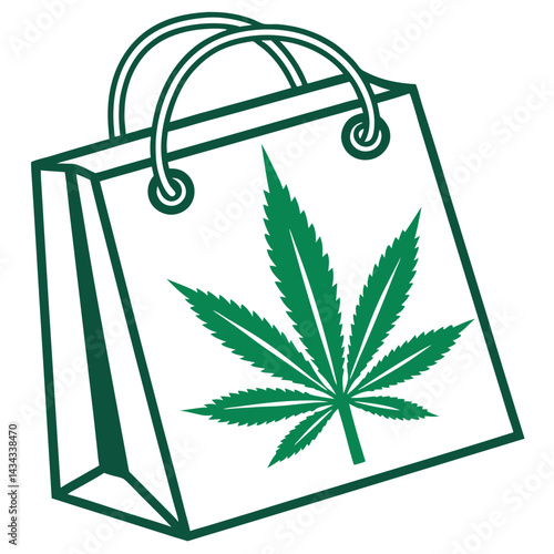 Cannabis Leaf Shopping Bag Vector Illustration

