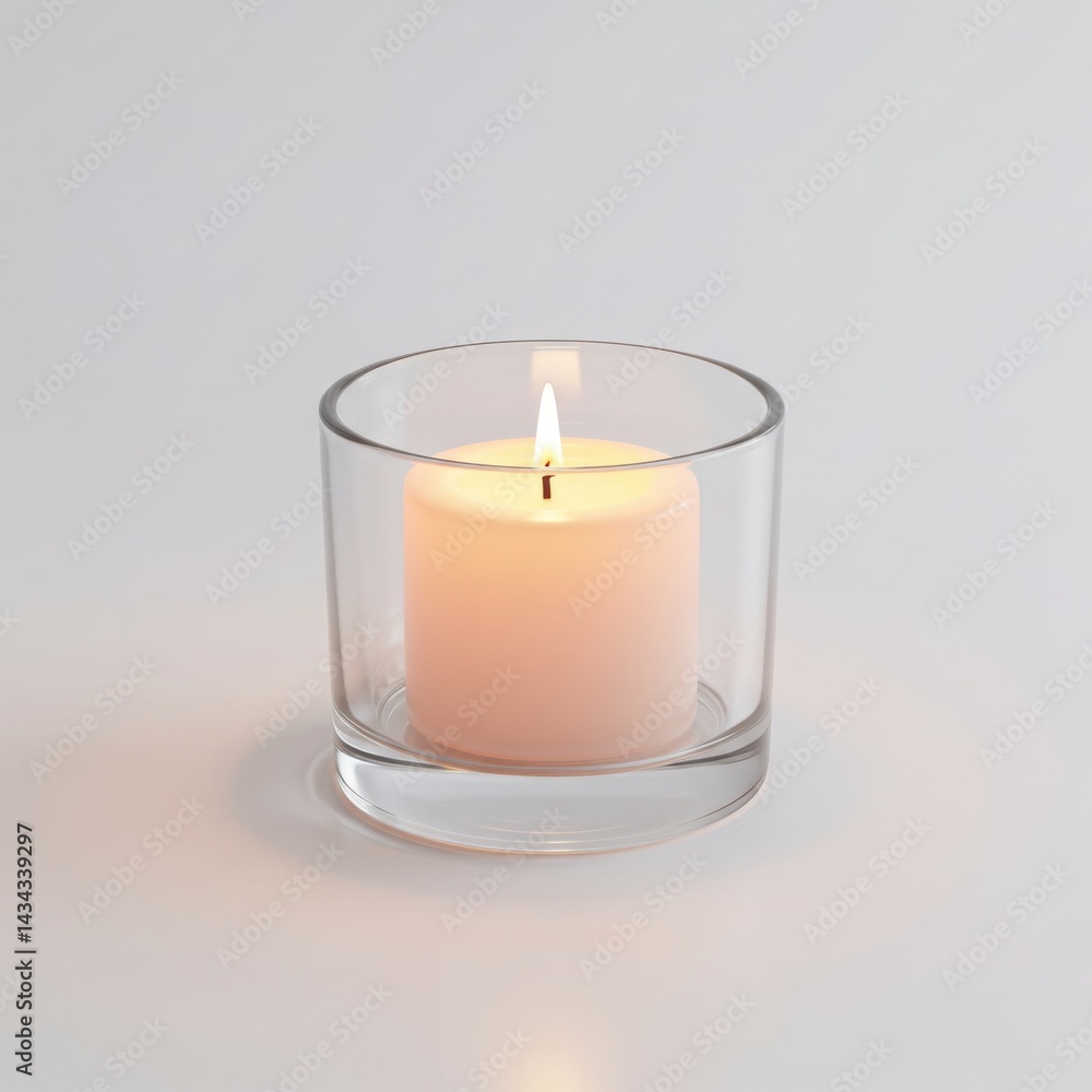 Burning candle in glass container Burning candle in glass container