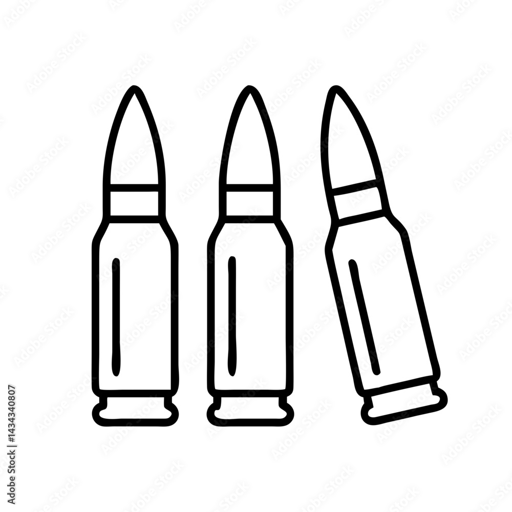 Ammunition bullets vector illustration outline icon set military weapon firearm cartridge projectile 9mm Ammunition bullets vector illustration outline icon set military weapon firearm cartridge projectile 9mm