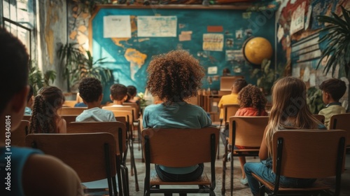 kids during lesson in classroom  diversity  back to school
