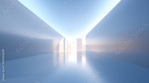 Fototapeta Naklejka Na Ścianę i Meble -  Abstract Light Blue Corridor Perspective