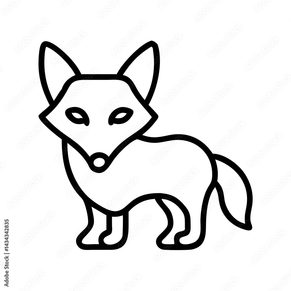 Obraz premium Outline drawing of a fox vector illustration cute fox icon animal clip art design element drawing fox