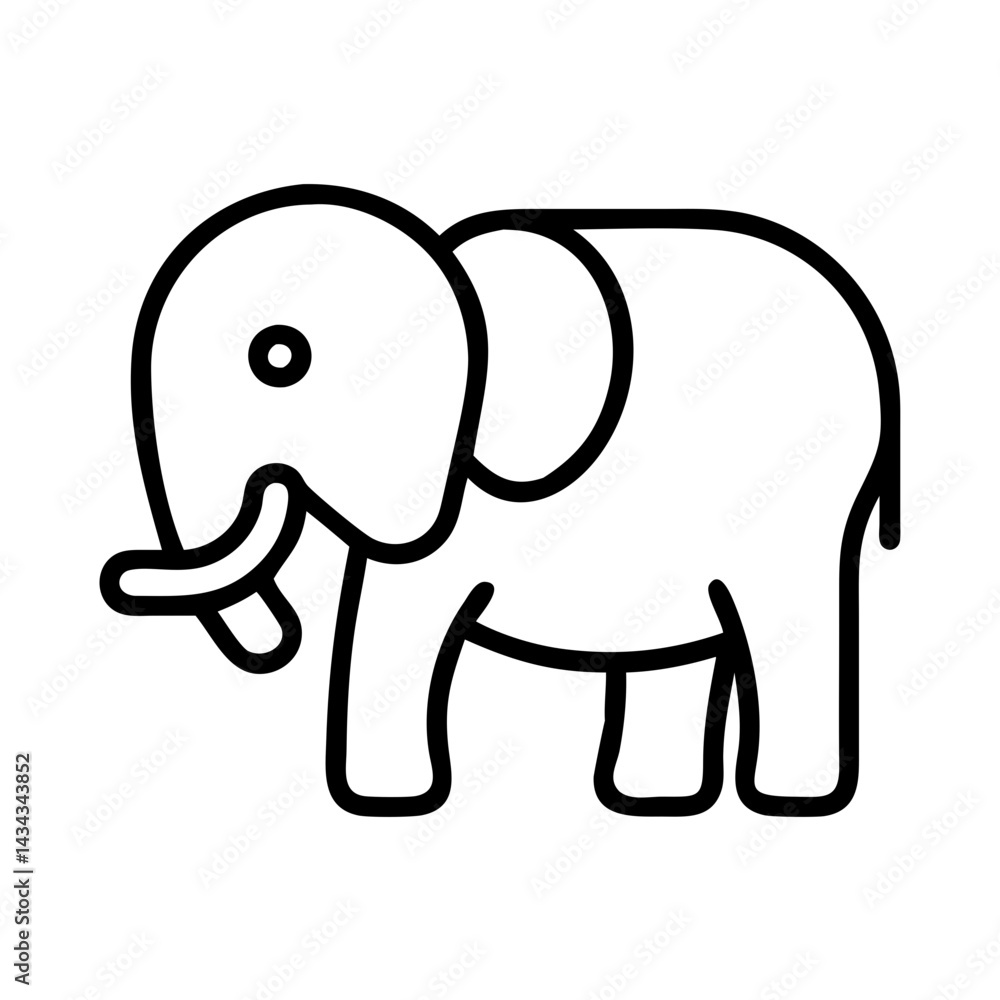 Elephant illustration outline style, african animal vector drawing for kids and adults design, zoo Elephant illustration outline style, african animal vector drawing for kids and adults design, zoo