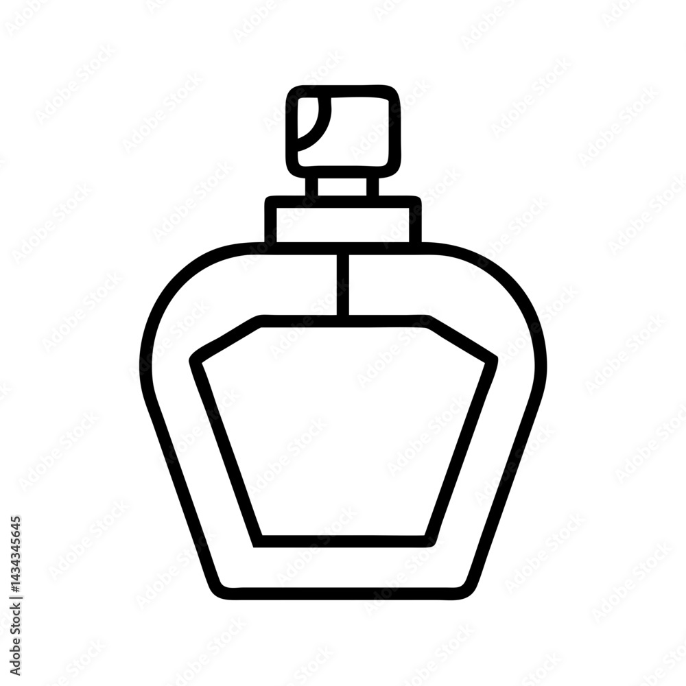 Perfume bottle outline vector illustration, fragrance container, beauty product, scent bottle design Perfume bottle outline vector illustration, fragrance container, beauty product, scent bottle design