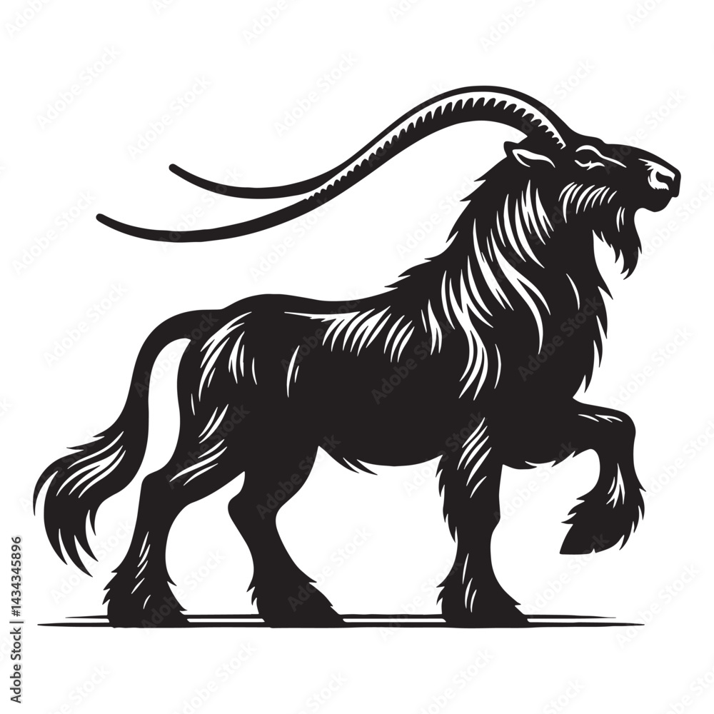 Obraz premium Clean-line saiga silhouette vector tailored for scalable branding – saiga silhouette – saiga vector – saiga illustration – silhouette of saiga