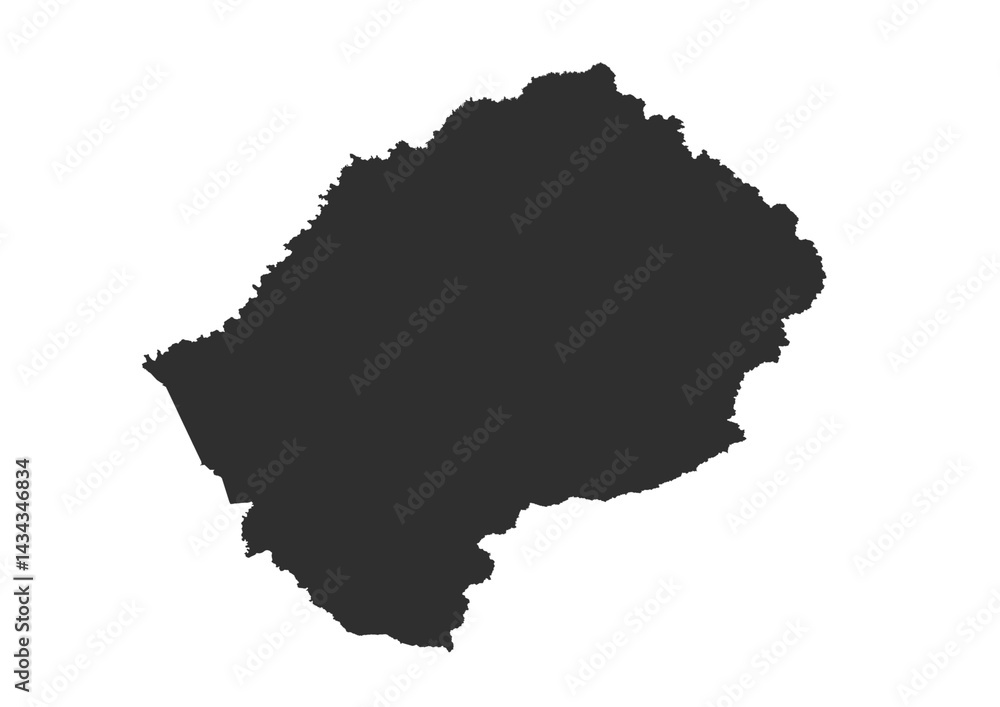 Silhouette outline map of Lesotho in black and white. Perfect for geographic presentations, educational materials, and minimalist design projects Silhouette outline map of Lesotho in black and white. Perfect for geographic presentations, educational materials, and minimalist design projects