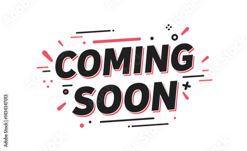Coming soon in red and black vector illustration