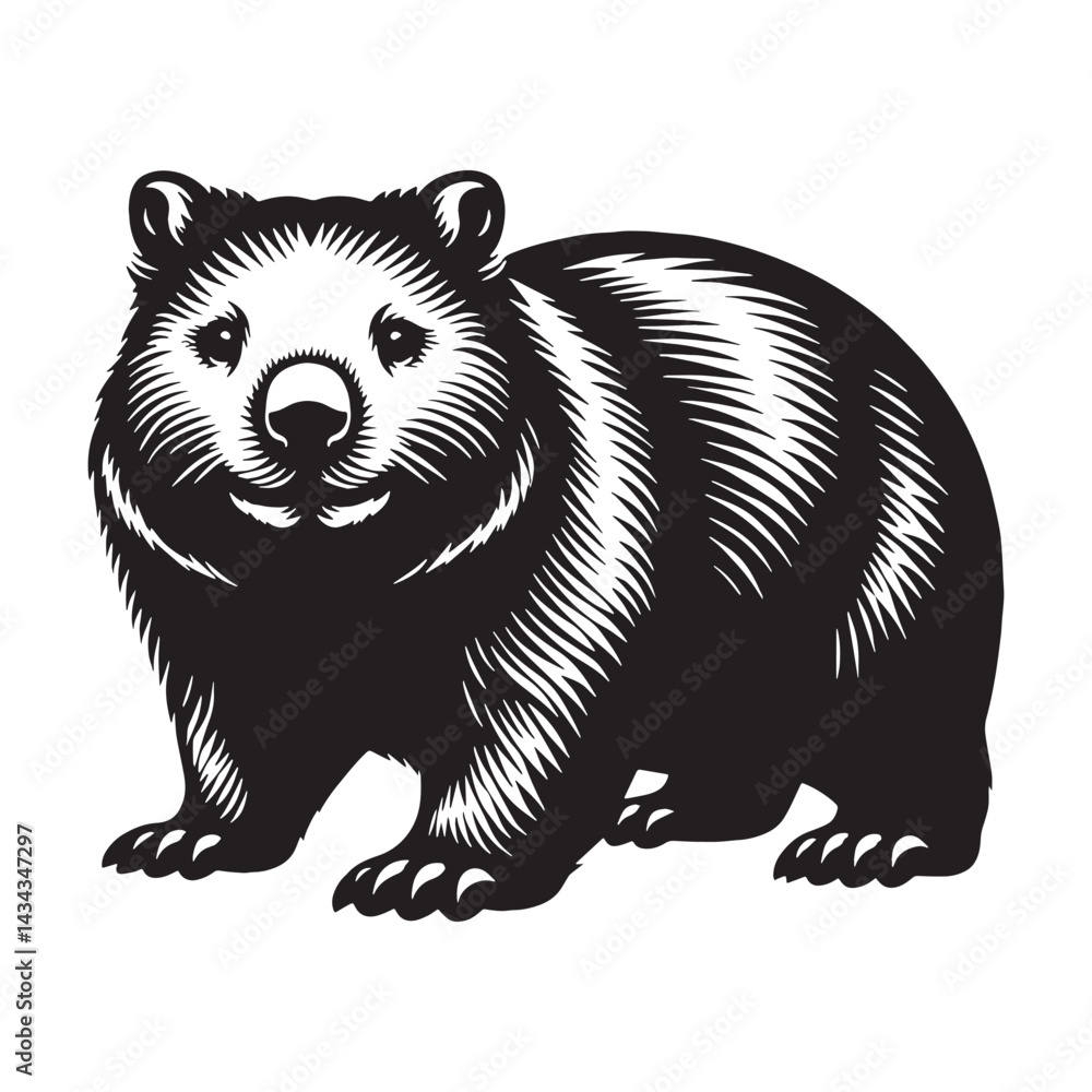 Obraz premium Distinct-form wombat silhouette vector formatted for premium print and web projects – wombat silhouette – wombat vector – wombat illustration – silhouette of wombat