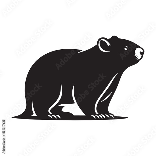 Fine-line wombat silhouette vector perfect for detailed logo creation – wombat silhouette – wombat vector – wombat illustration – silhouette of wombat

