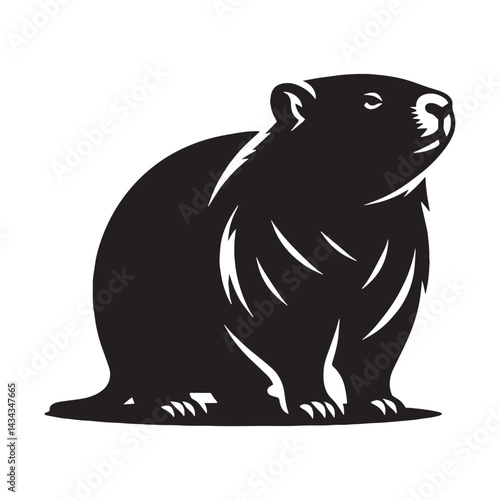 Smooth-curve wombat silhouette vector crafted for fluid brand expressions – wombat silhouette – wombat vector – wombat illustration – silhouette of wombat

