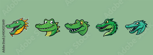 Cartoon Alligator and Crocodile Heads - Fun Mascot Designs