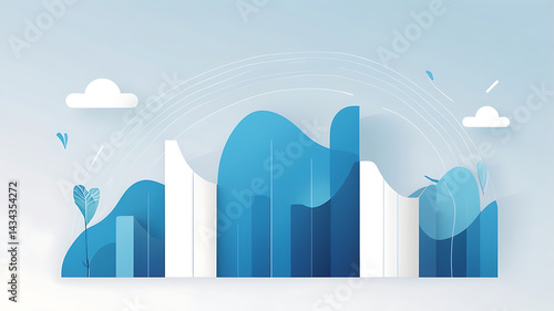 Business Success through Modern Data Visualization: Trend Analysis and Infographic Elements in a Blue Color Palette