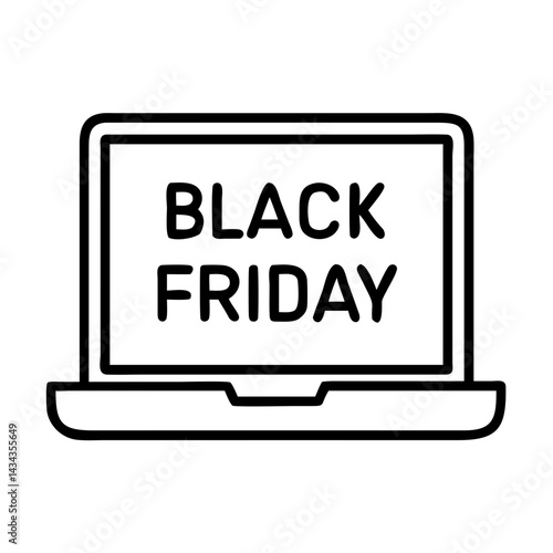 Black friday sale on laptop computer for online shopping deals and cyber monday promotion event day