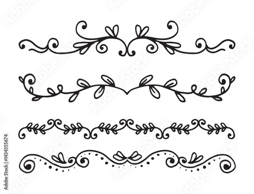 Set Hand drawn wedding album ornaments