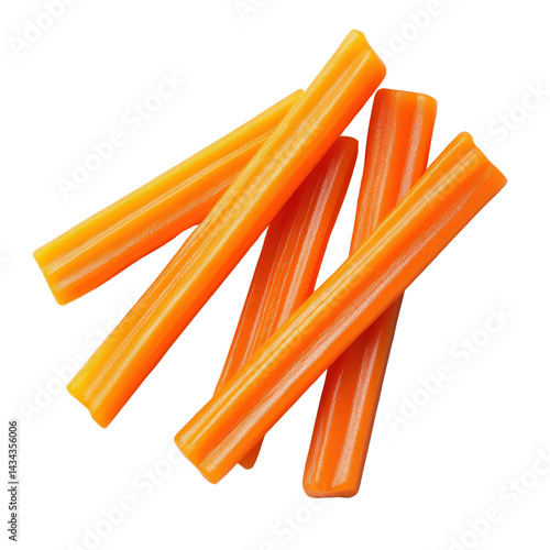 Orange carrot sticks Isolated on white transparent background