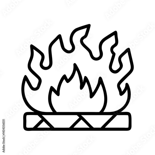 Fire flame bonfire campfire burn heat hot warm danger flame fire blaze inferno fire pit vector icon