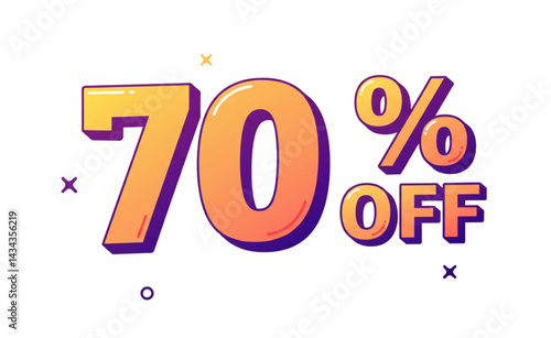 70 percent off discount in yellow gradient