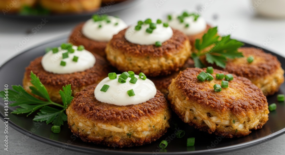Crab cakes with cream isolatedbackground Crab cakes with cream isolatedbackground