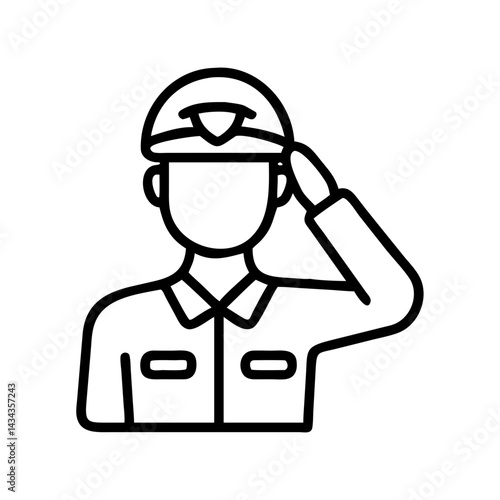 Illustration of a saluting soldier military army officer uniform war defense veteran patriotism salute
