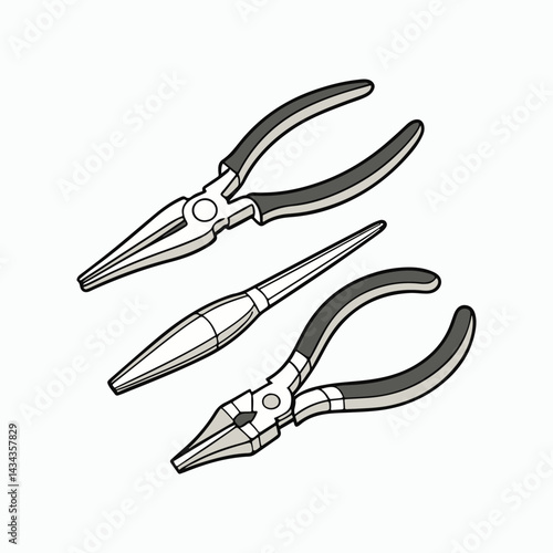 needle nose pliers vector art illustration