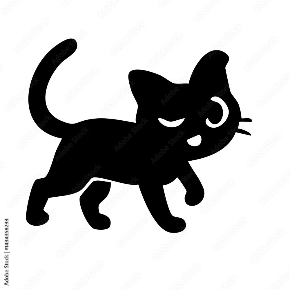 Cute cat walking slowly silhouette Cute cat walking slowly silhouette