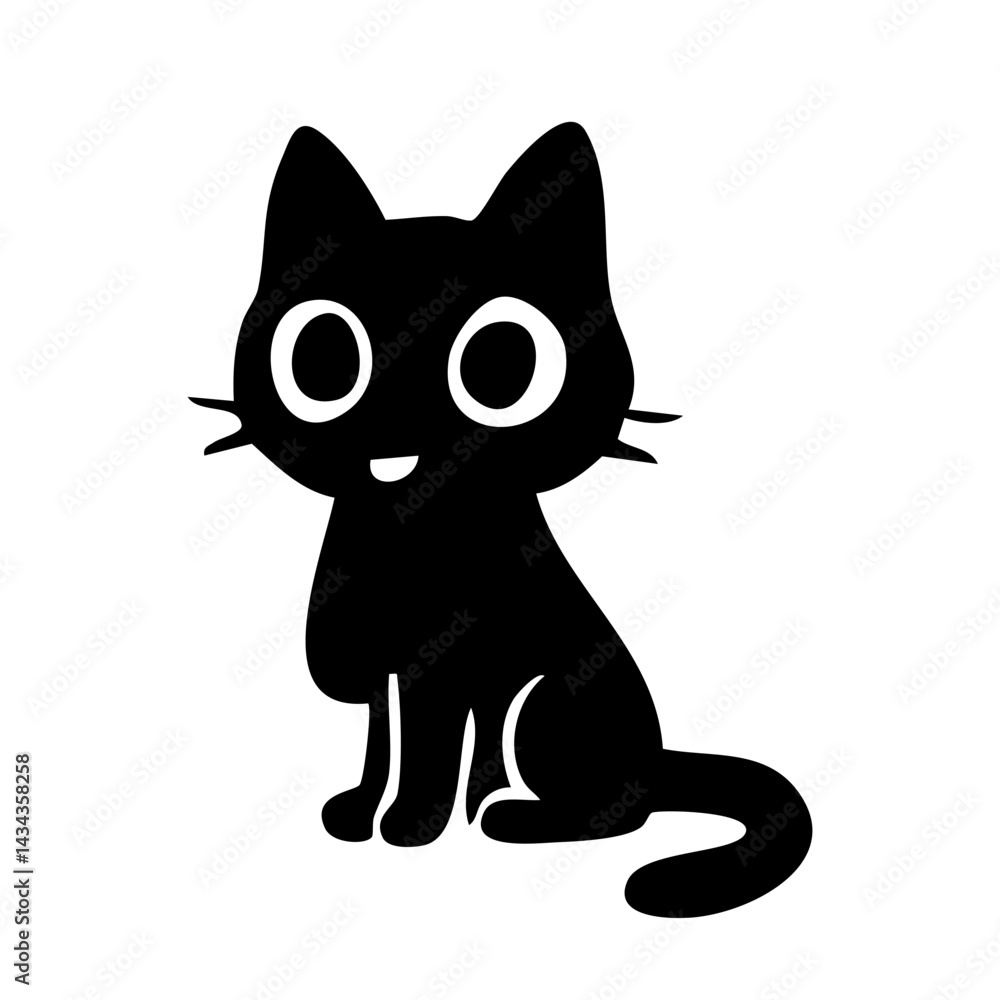 Obraz premium Cute cat sitting curious silhouette