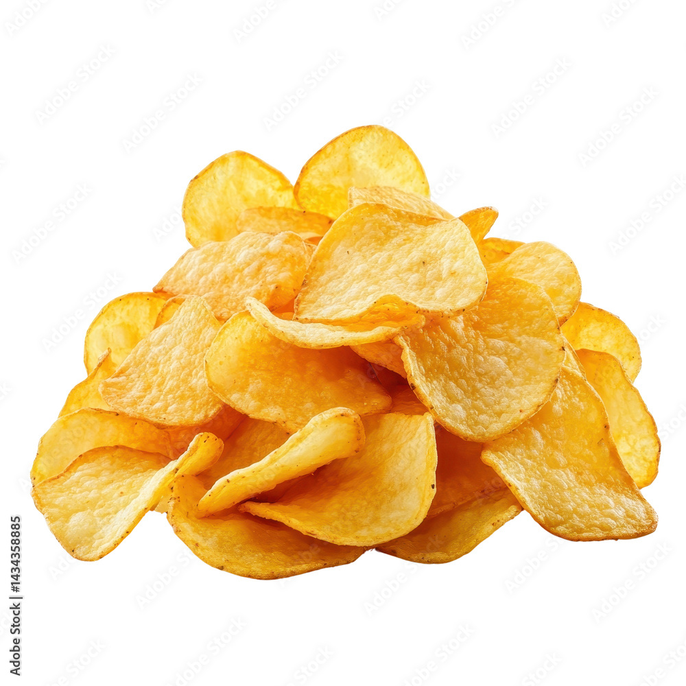 pile of crispy golden potato chips isolated on white transparent background pile of crispy golden potato chips isolated on white transparent background