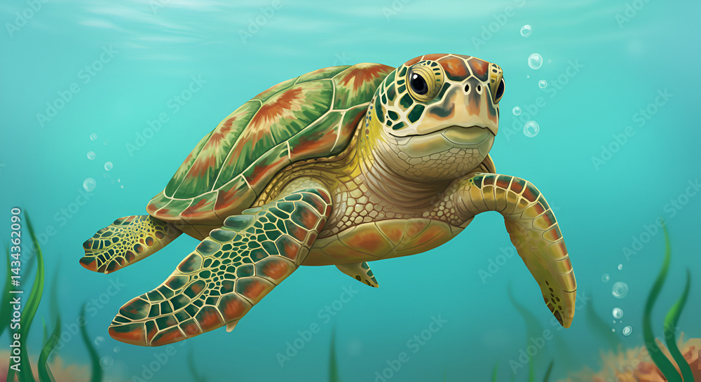 Fototapeta premium Serene Underwater Explorer