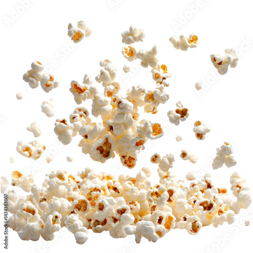 popcorn flying Isolated on white transparent background