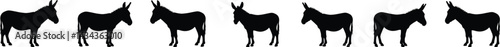 Black and white abstract design features an animal silhouette donkey AI Generative